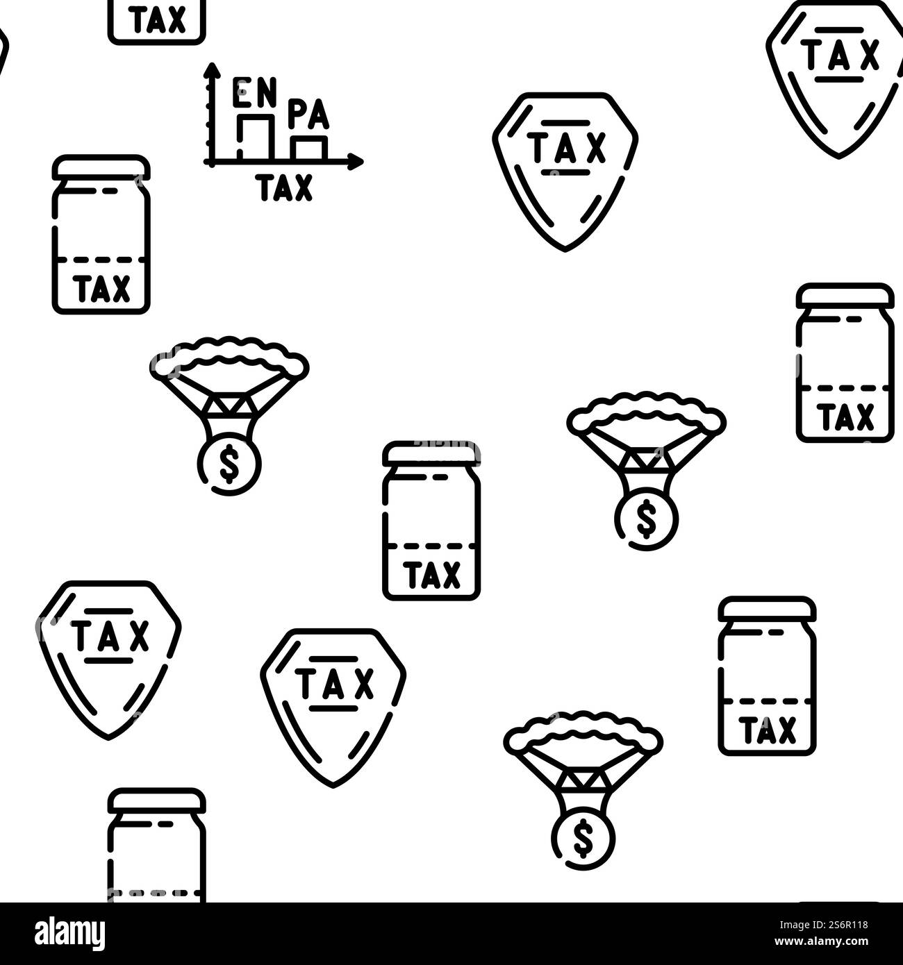 Paiement financier de l'impôt pour le vecteur de revenu illustration de motif mince sans couture. Paiement financier d'impôt pour le modèle transparent de vecteur de revenu Illustration de Vecteur