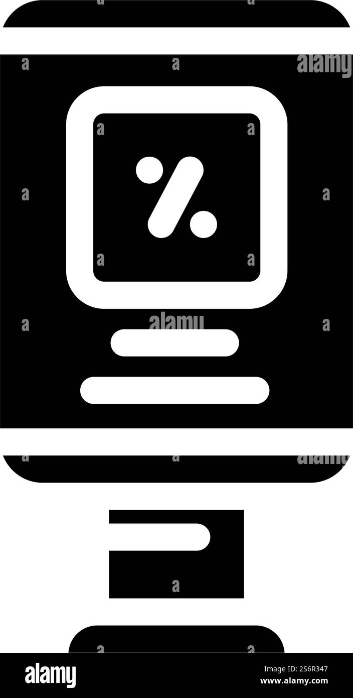 remise sur le vecteur d'icône de glyphe d'achat. rabais sur l'affiche d'achat. illustration noire du symbole de contour isolé. remise sur l'achat illustration vectorielle d'icône de glyphe Illustration de Vecteur