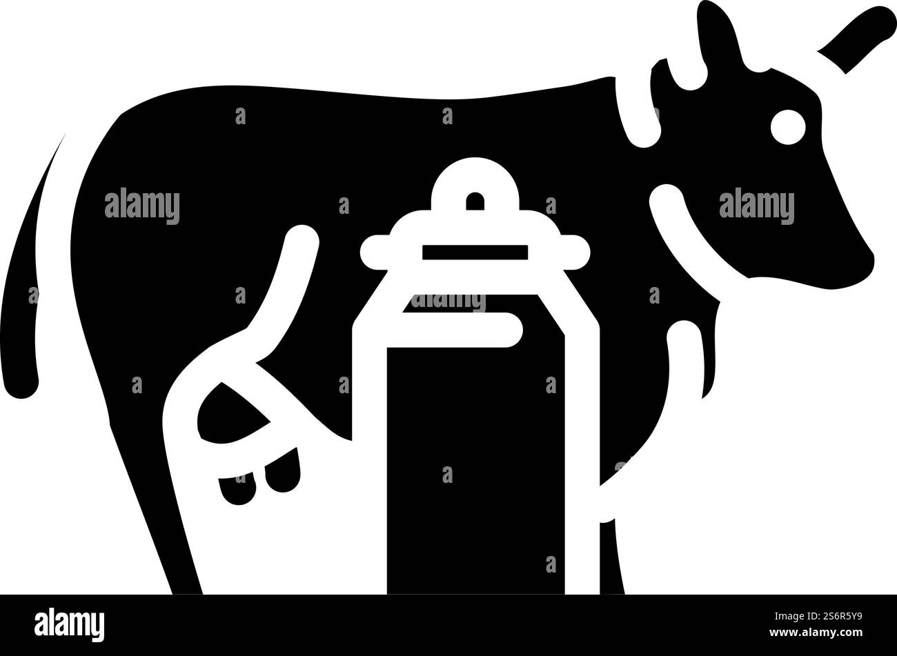vecteur d'icône de glyphe de vache et de lait. signe vache et lait. illustration noire du symbole de contour isolé. illustration vectorielle d'icône de glyphe de vache et de lait Illustration de Vecteur