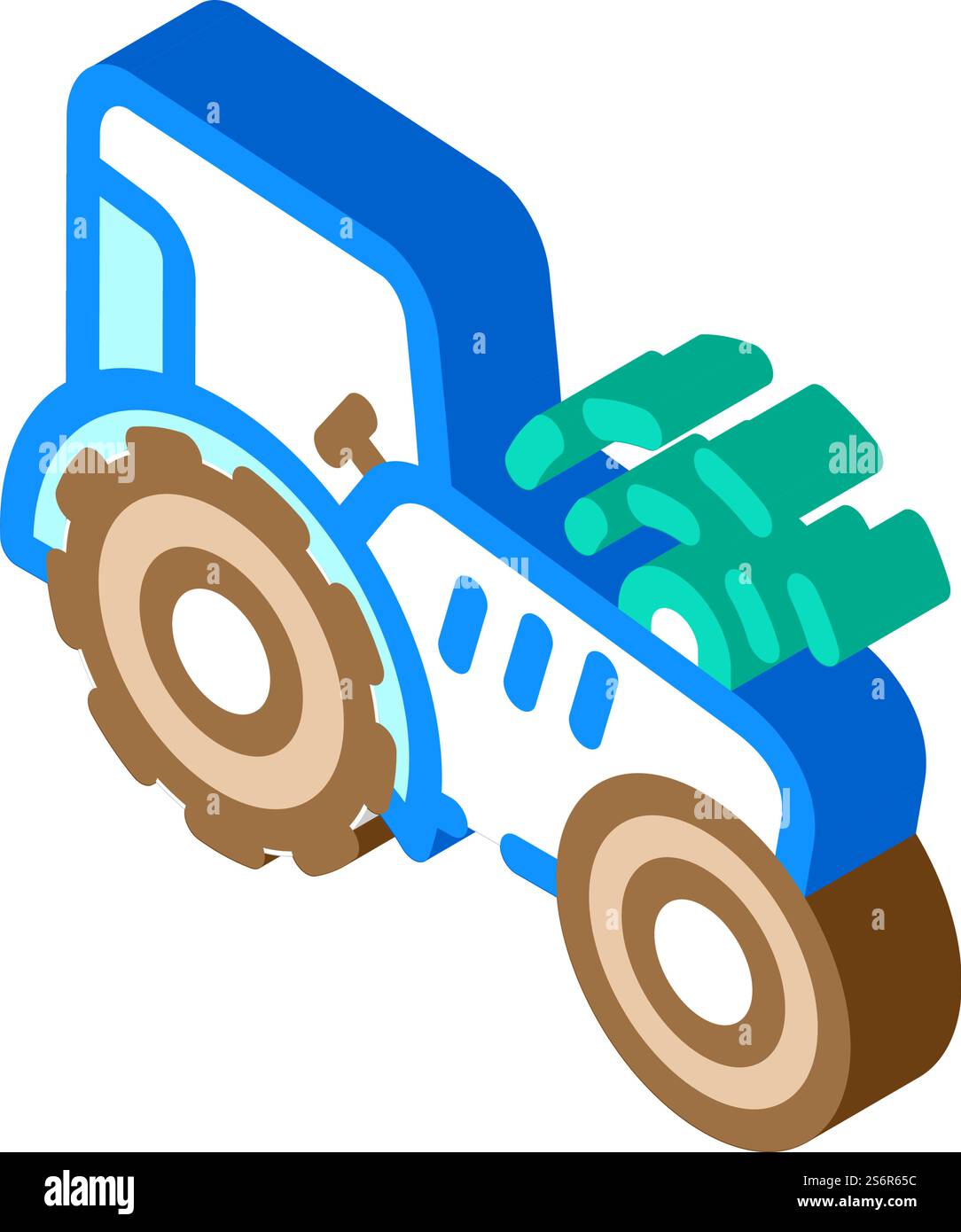 tracteur avec vecteur d'icône isométrique gps. tracteur avec panneau gps. illustration de symbole isolé. tracteur avec illustration vectorielle d'icône isométrique gps Illustration de Vecteur