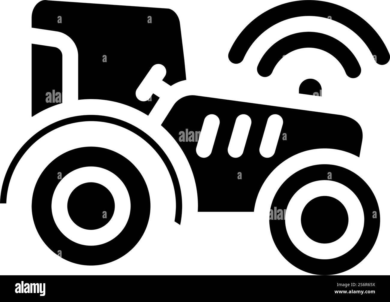 tracteur avec vecteur d'icône de glyphe gps. tracteur avec panneau gps. illustration noire du symbole de contour isolé. tracteur avec illustration vectorielle d'icône de glyphe gps Illustration de Vecteur