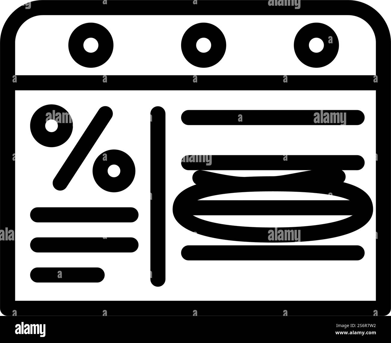 site web avec vecteur d'icône de ligne de réductions. site web avec signe de rabais. illustration noire du symbole de contour isolé. site web avec illustration vectorielle d'icône de ligne de rabais Illustration de Vecteur