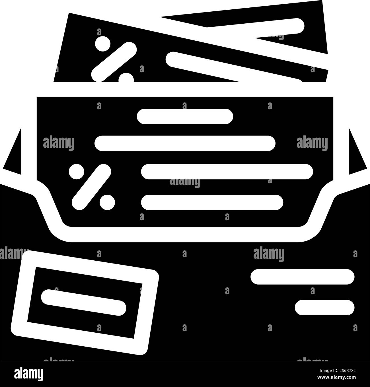 recherchez des réductions vecteur d'icône de glyphe. recherchez le signe de réduction. illustration noire du symbole de contour isolé. recherchez des remises illustration vectorielle d'icône de glyphe Illustration de Vecteur