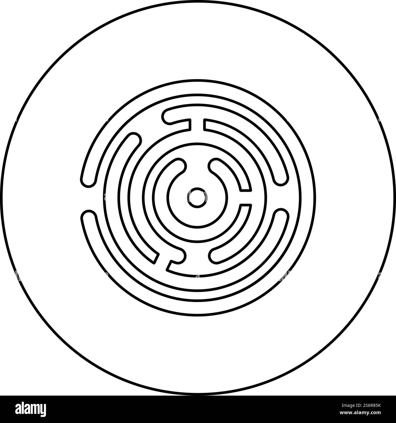 Icône de labyrinthe rond en cercle noir illustration vectorielle de couleur noire ronde contour ligne de contour mince style simple. Icône de labyrinthe rond en cercle illustration vectorielle de couleur noire ronde image contour ligne de contour style mince Illustration de Vecteur