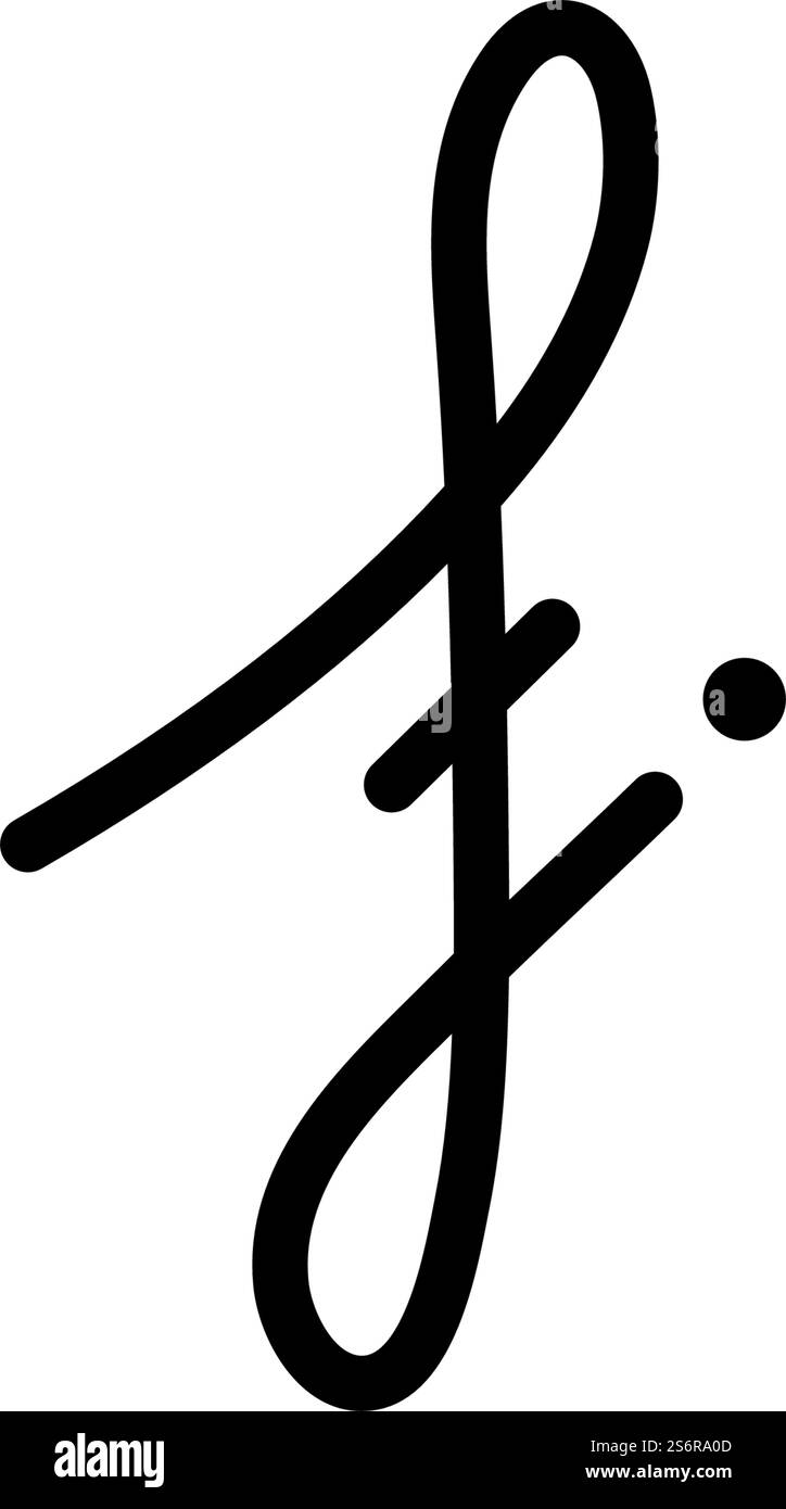 F signature initiale de la conception plate de l'écriture manuscrite Illustration de Vecteur