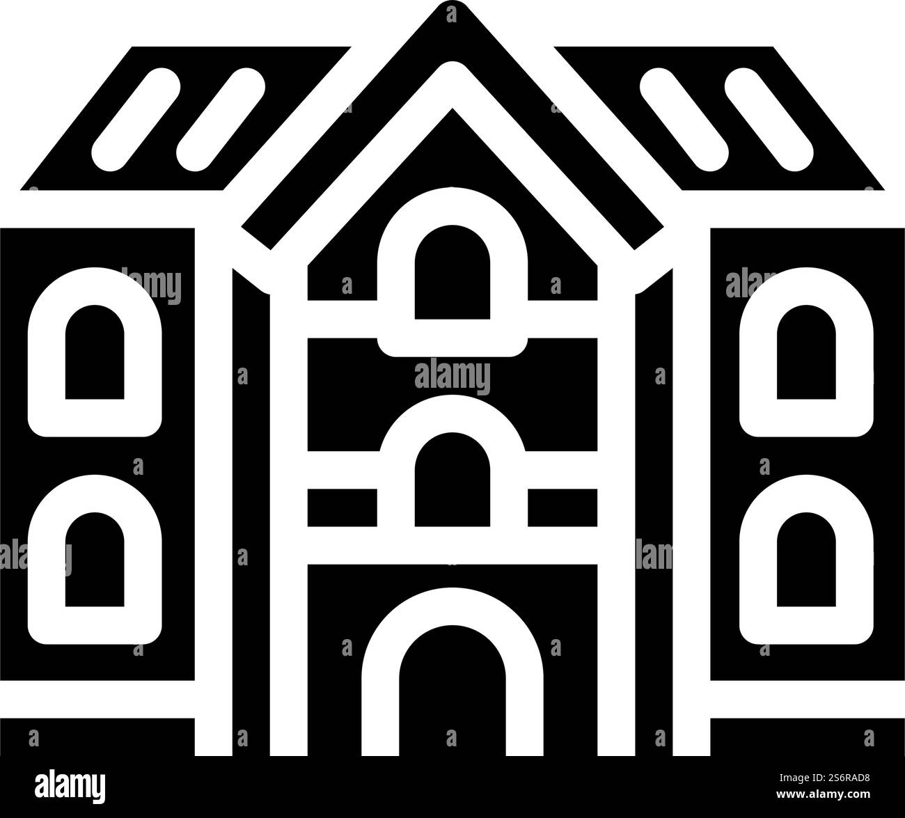vecteur d'icône de glyphe de bâtiment d'école. panneau de construction scolaire. illustration noire du symbole de contour isolé. illustration vectorielle d'icône de glyphe de bâtiment d'école Illustration de Vecteur