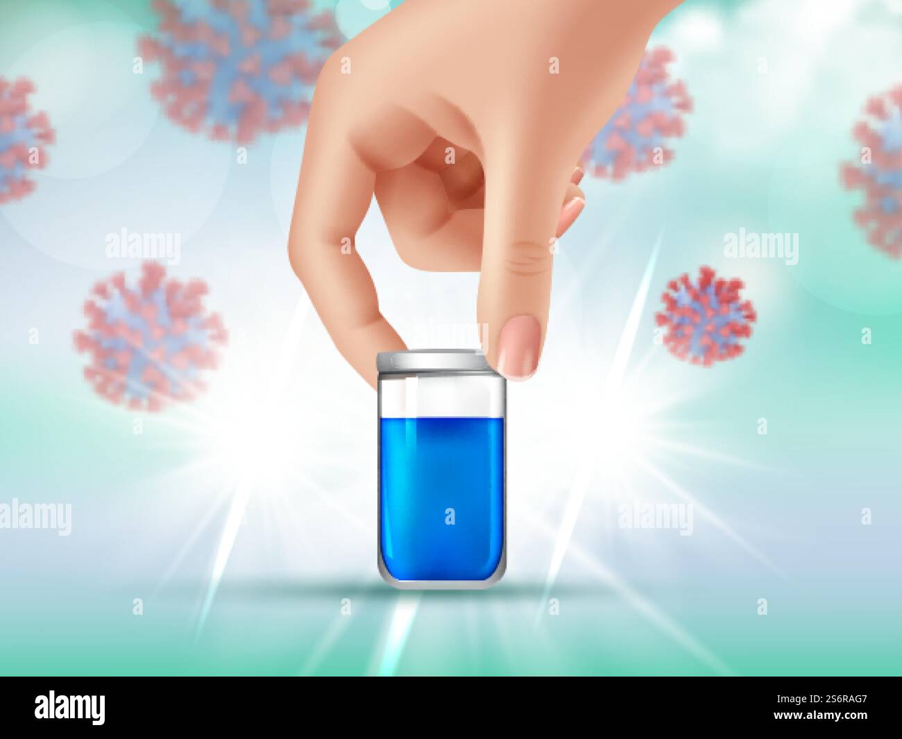Vaccin innovant. Injection de virus, nouveau vaccin. La main tient le médicament médical, la protection contre le concept de vecteur de maladie. Illustration virus vaccin, dose de médicament injection de drogue. Vaccin innovant. Injection de virus, nouveau vaccin. La main tient le médicament médical, la protection contre le concept de vecteur de maladie Illustration de Vecteur