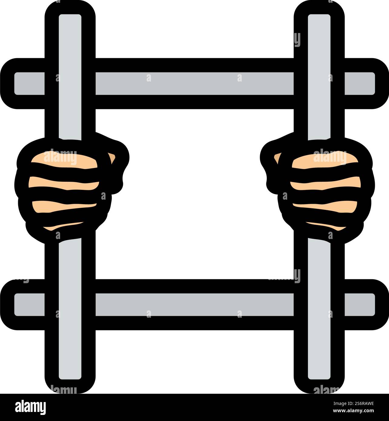 Icône mains tenant des barreaux de prison.Contour gras modifiable avec Color Fill Design.Illustration vectorielle. Illustration de Vecteur