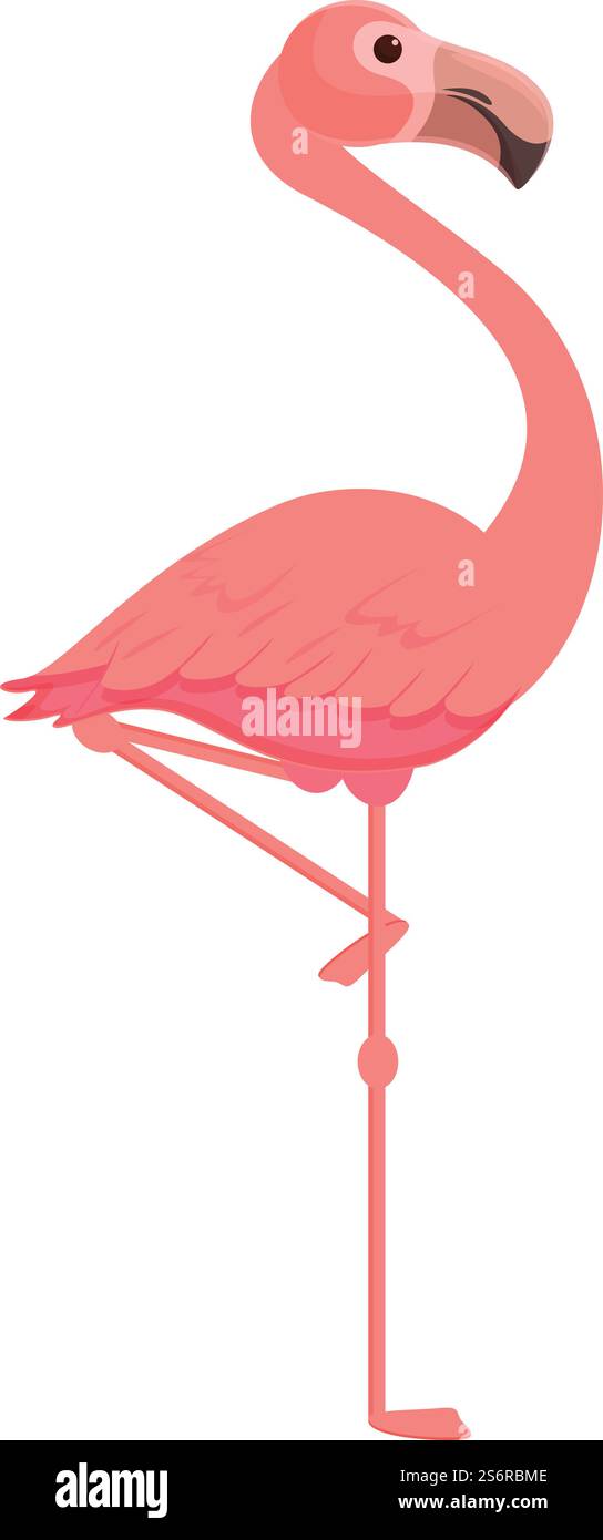 Vecteur de dessin animé d'icône de stand de Flamingo. Oiseau rose. Flamant rose mignon tropical. Vecteur de dessin animé d'icône de stand de Flamingo. Oiseau rose Illustration de Vecteur