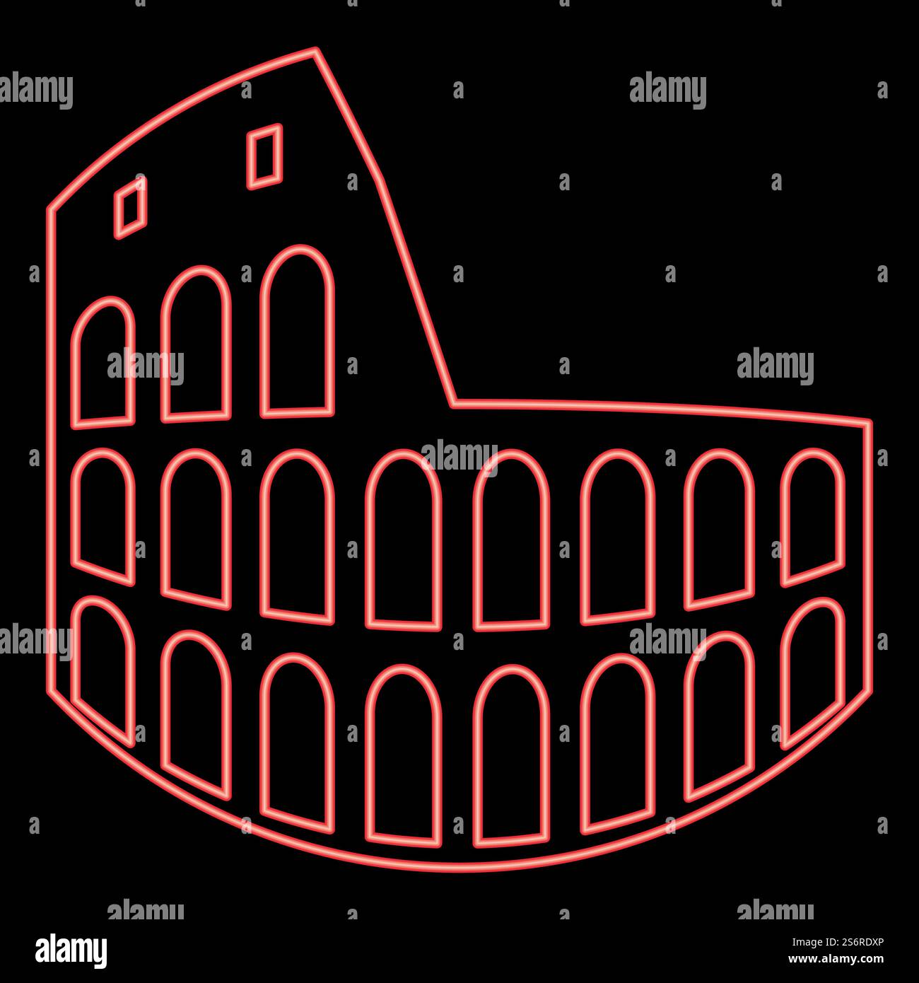 Néon coliseum rouge illustration vectorielle image de style plat lumière. Neon coliseum rouge illustration vectorielle image style plat Illustration de Vecteur