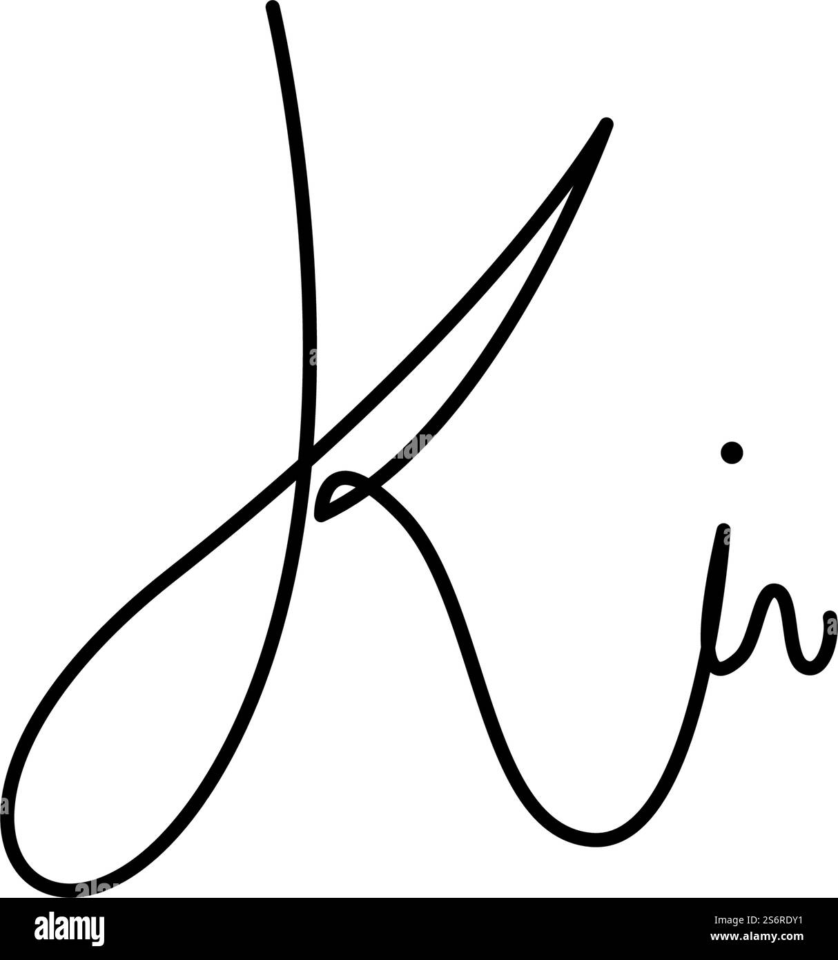 Design plat d'écriture manuscrite signature R ou K initial Illustration de Vecteur