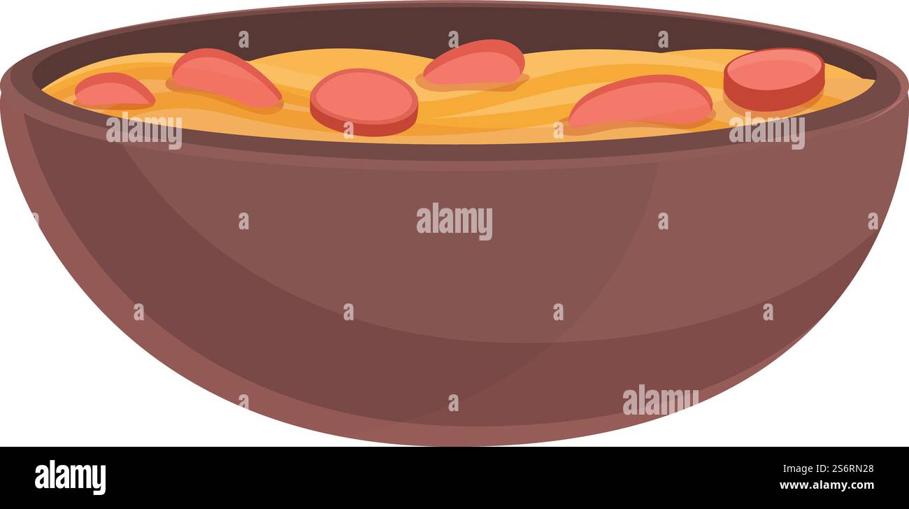 Vecteur de dessin animé d'icône de soupe de saucisse. Assiette à viande pour aliments. Dîner. Vecteur de dessin animé d'icône de soupe de saucisse. Assiette à viande pour aliments Illustration de Vecteur