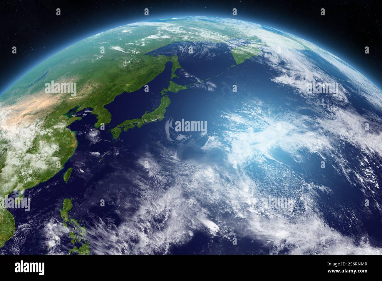 La Terre vue de l'espace. Asie du Nord et de l'est. Japon, Russie, Corée du Nord, Corée du Sud, Chine, Taiwan. Éléments de cette image fournis par la NASA. Banque D'Images