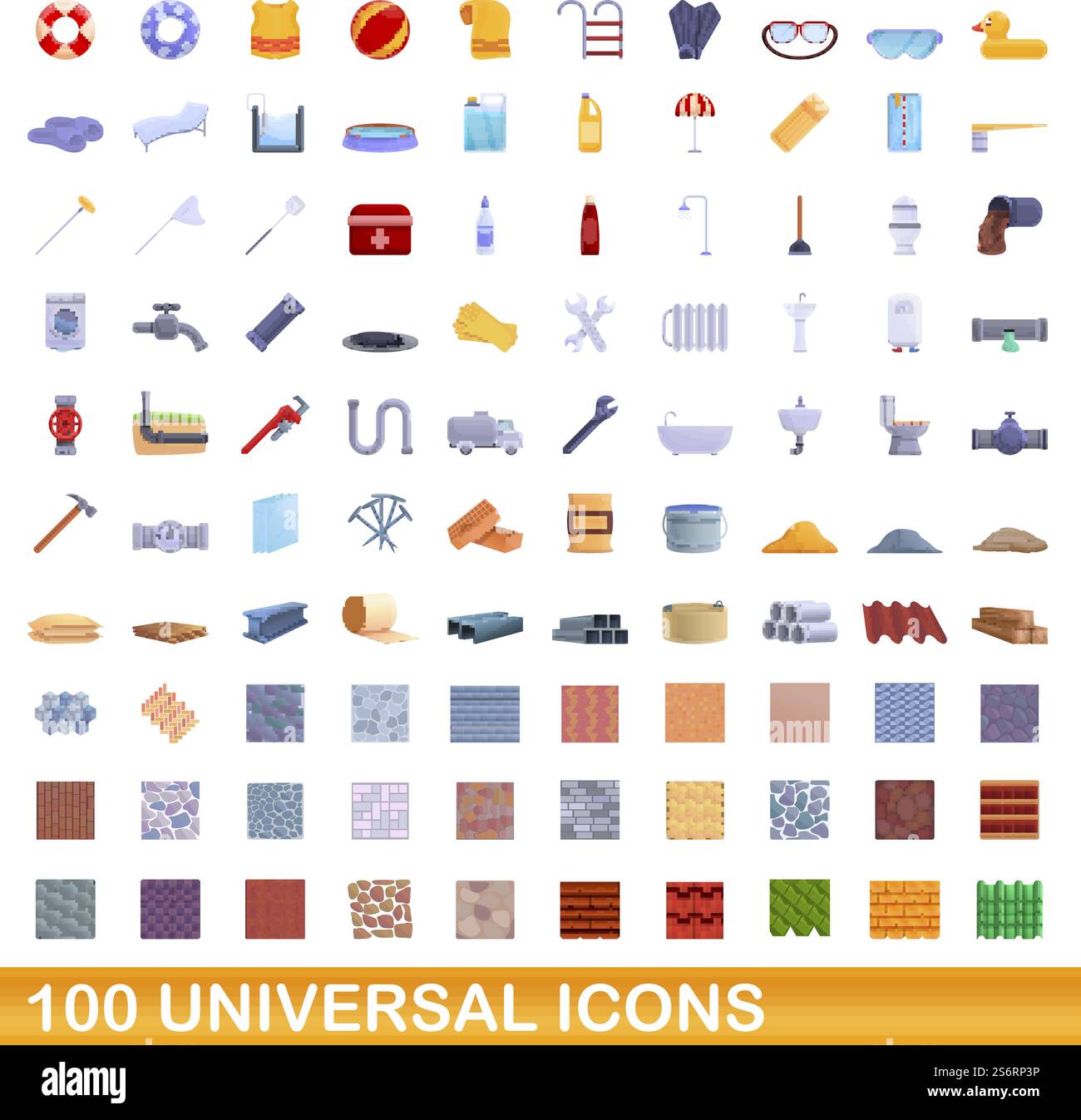 jeu d'icônes universelles de 100. Illustration de dessin animé de 100 icônes universelles ensemble de vecteur isolé sur fond blanc. 100 icônes universelles définies, style de dessin animé Illustration de Vecteur