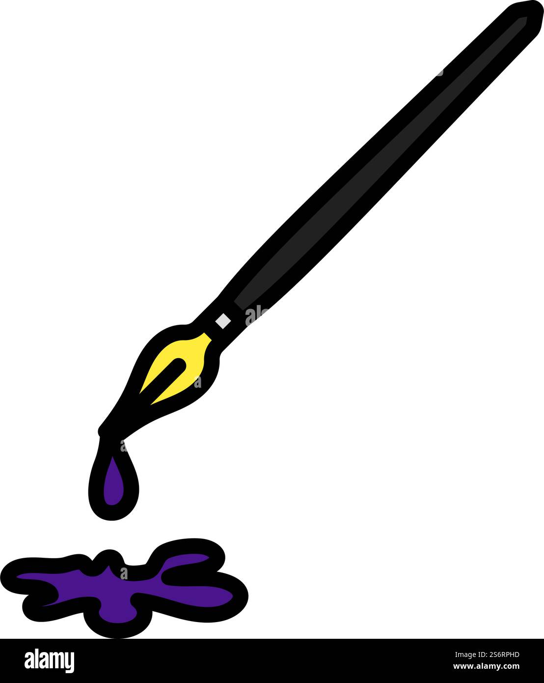 Stylo plume avec icône Blot.Contour gras modifiable avec Color Fill Design.Illustration vectorielle. Illustration de Vecteur