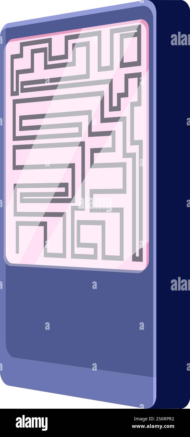 Vecteur de dessin animé d'icône de jeu de test de labyrinthe. Tâche puzzle. Chemin en labyrinthe. Vecteur de dessin animé d'icône de jeu de test de labyrinthe. Tâche puzzle Illustration de Vecteur