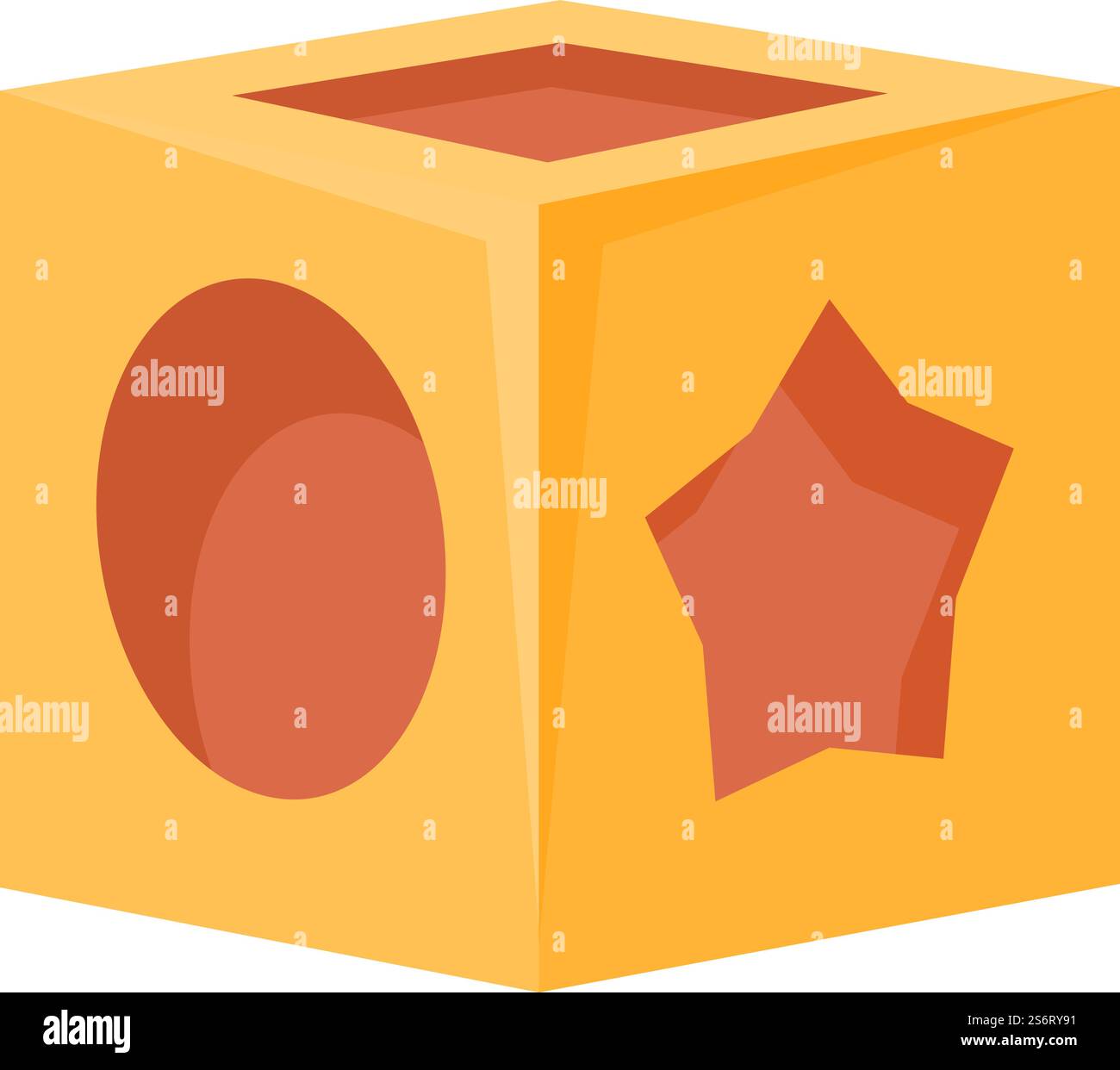 Vecteur de dessin animé d'icône de cube en bois. Jouet en forme de bloc. Case ABC. Vecteur de dessin animé d'icône de cube en bois. Jouet en forme de bloc Illustration de Vecteur