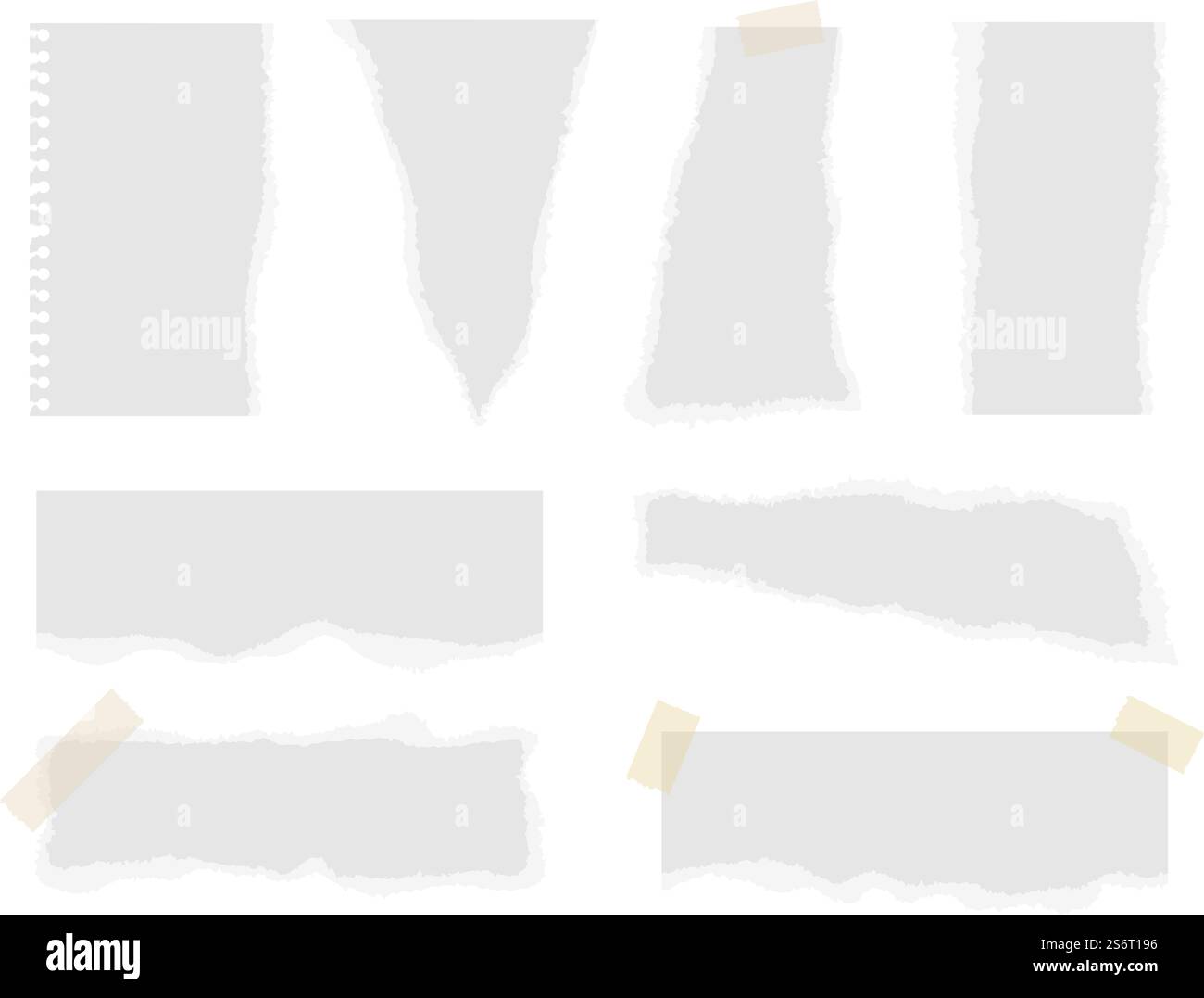 Papier déchiré. Papiers déchirables en carton, morceaux de bande de mémo. Feuille blanche, pages froissées de cahier avec ensemble de vecteur de bande. Illustration en carton déchiré, papier déchiré et déchiré. Papier déchiré. Papiers déchirables en carton, morceaux de bande de mémo. Feuille blanche, pages froissées de cahier avec ensemble de vecteur de bande Illustration de Vecteur