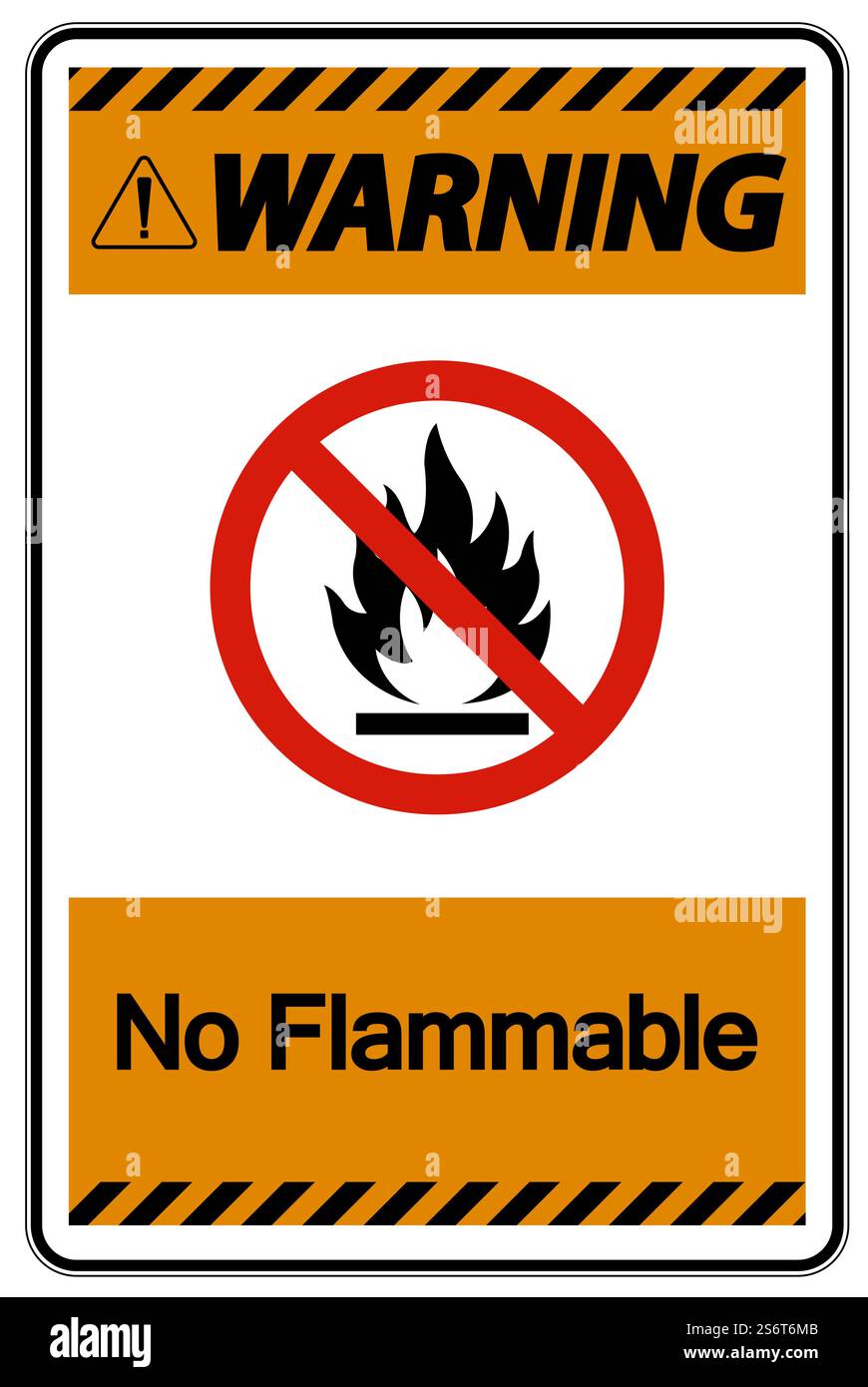 Symbole d'avertissement non inflammable sur fond blanc Illustration de Vecteur
