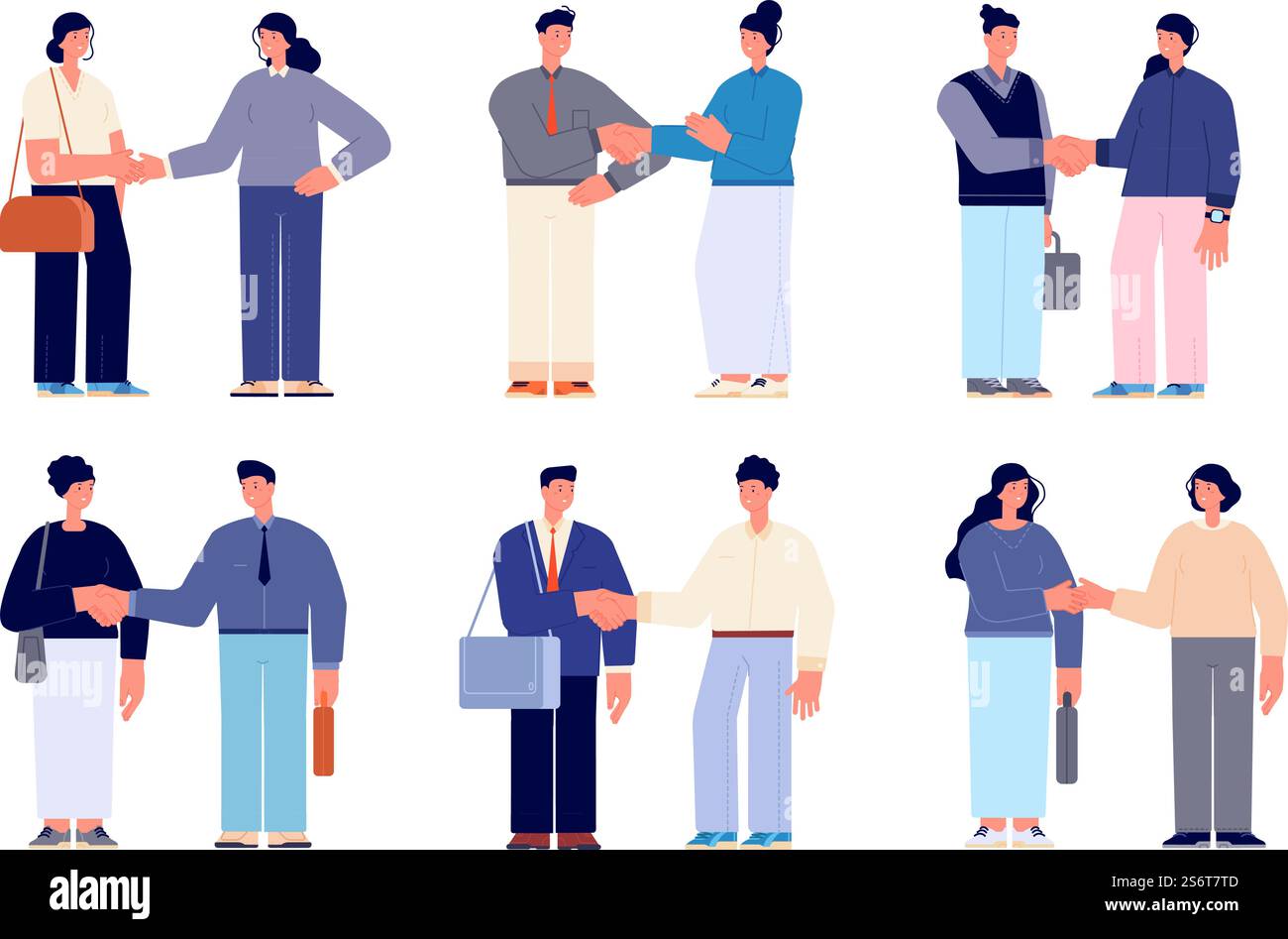 Personnages de poignée de main professionnelle. Les gens de bureau professionnels, homme d'affaires et femme d'affaires. Partenaire de travail plat des femmes, ensemble de vecteur de partenariat. Illustration homme d'affaires accord de poignée de main, traiter les gens. Personnages de poignée de main professionnelle. Les gens de bureau professionnels, homme d'affaires et femme d'affaires. Partenaire de travail plat de femmes, ensemble de vecteur utter de partenariat Illustration de Vecteur