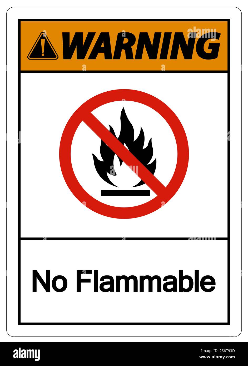 Symbole d'avertissement non inflammable sur fond blanc Illustration de Vecteur
