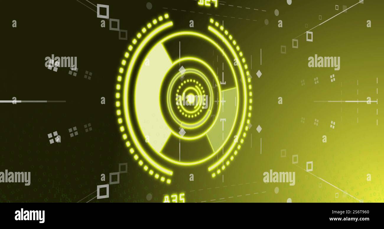 Image du traitement des données avec balayage de l'oscilloscope sur fond noir Banque D'Images
