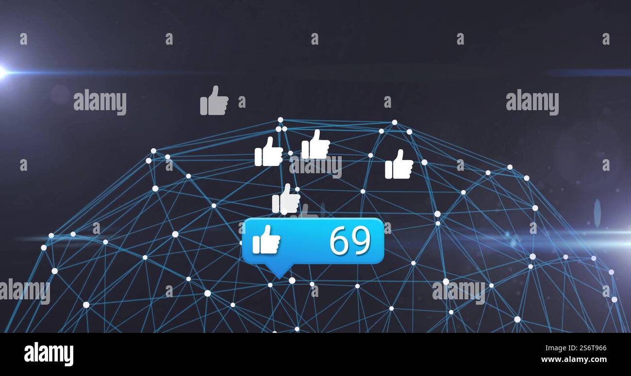 Image du traitement des données des médias sociaux et du réseau de connexions dans le monde entier Banque D'Images