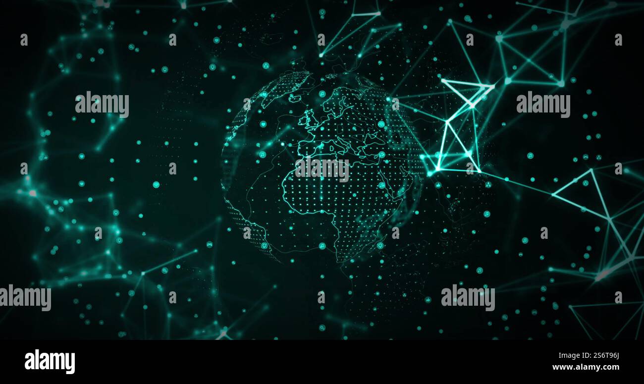 Image du traitement des données et du réseau de connexions dans le monde entier Banque D'Images