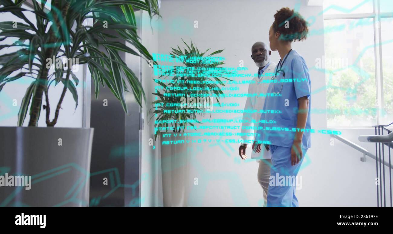 Image du traitement des données scientifiques sur divers médecins Banque D'Images