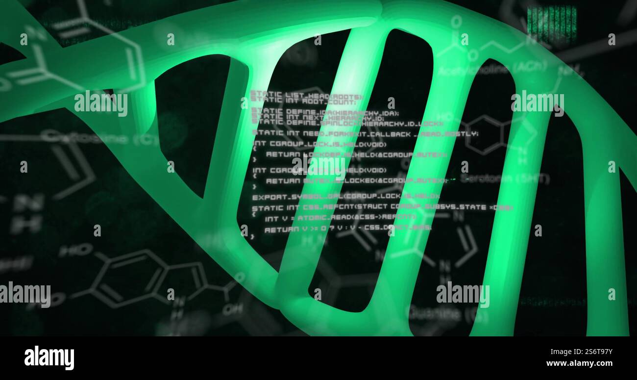 Image du brin d'adn et du traitement des données Banque D'Images