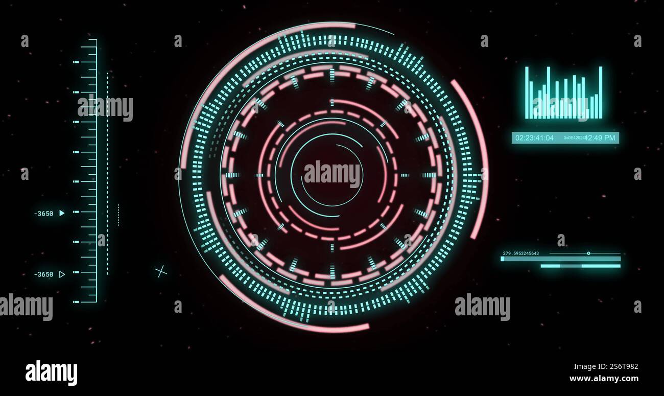 Image du traitement des données numériques sur le balayage de l'oscilloscope Banque D'Images