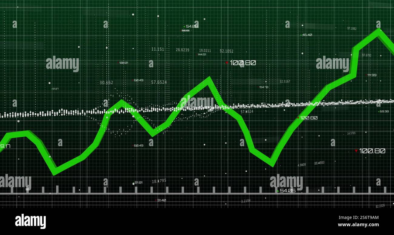 Image du traitement des données financières sur la grille sur fond sombre Banque D'Images