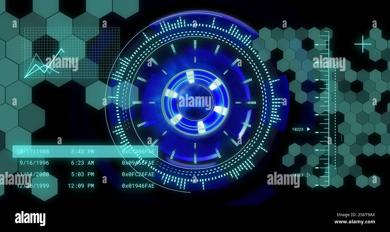 Image du traitement des données numériques sur le balayage de l'oscilloscope Banque D'Images