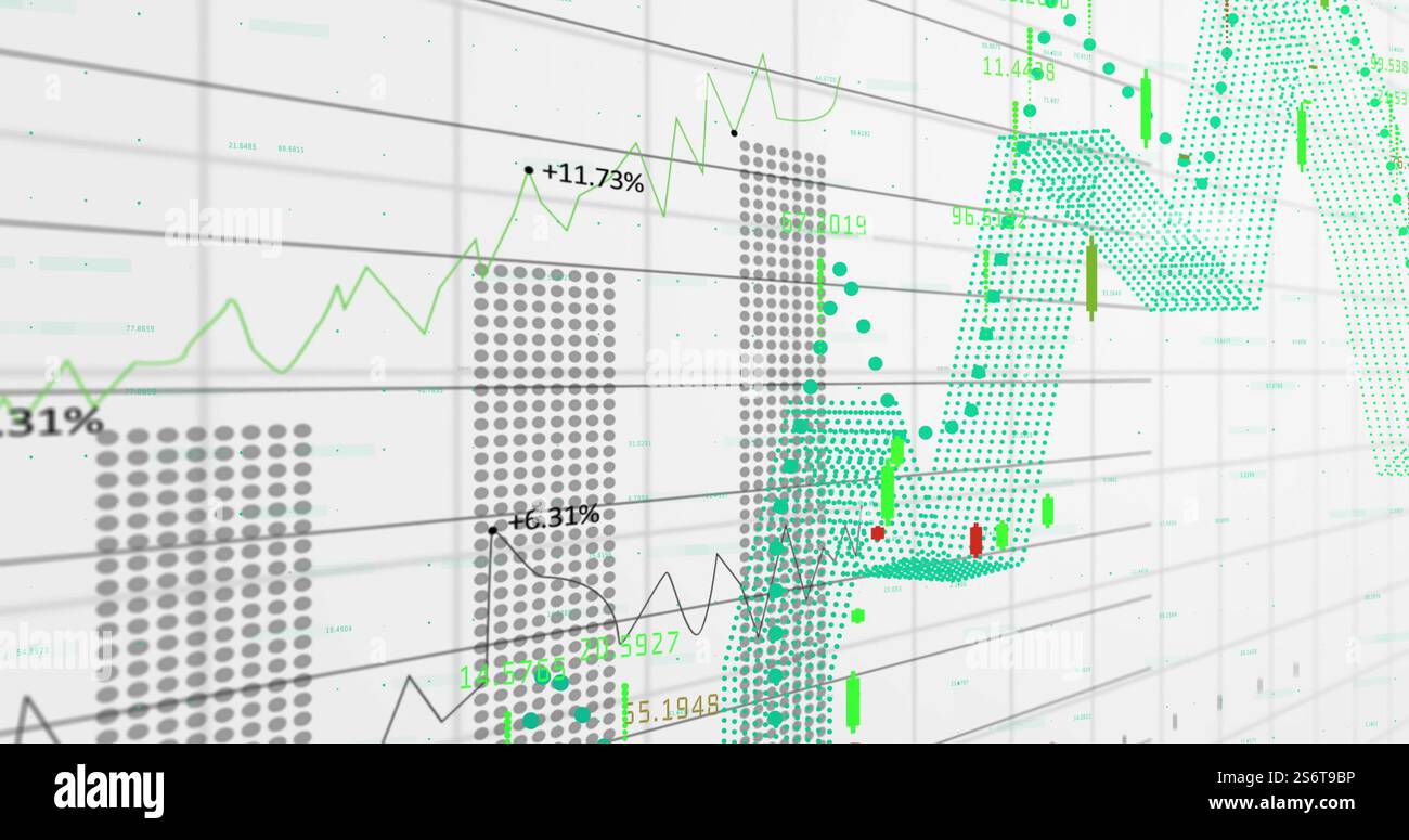 Image du traitement des données financières sur la grille sur fond blanc Banque D'Images