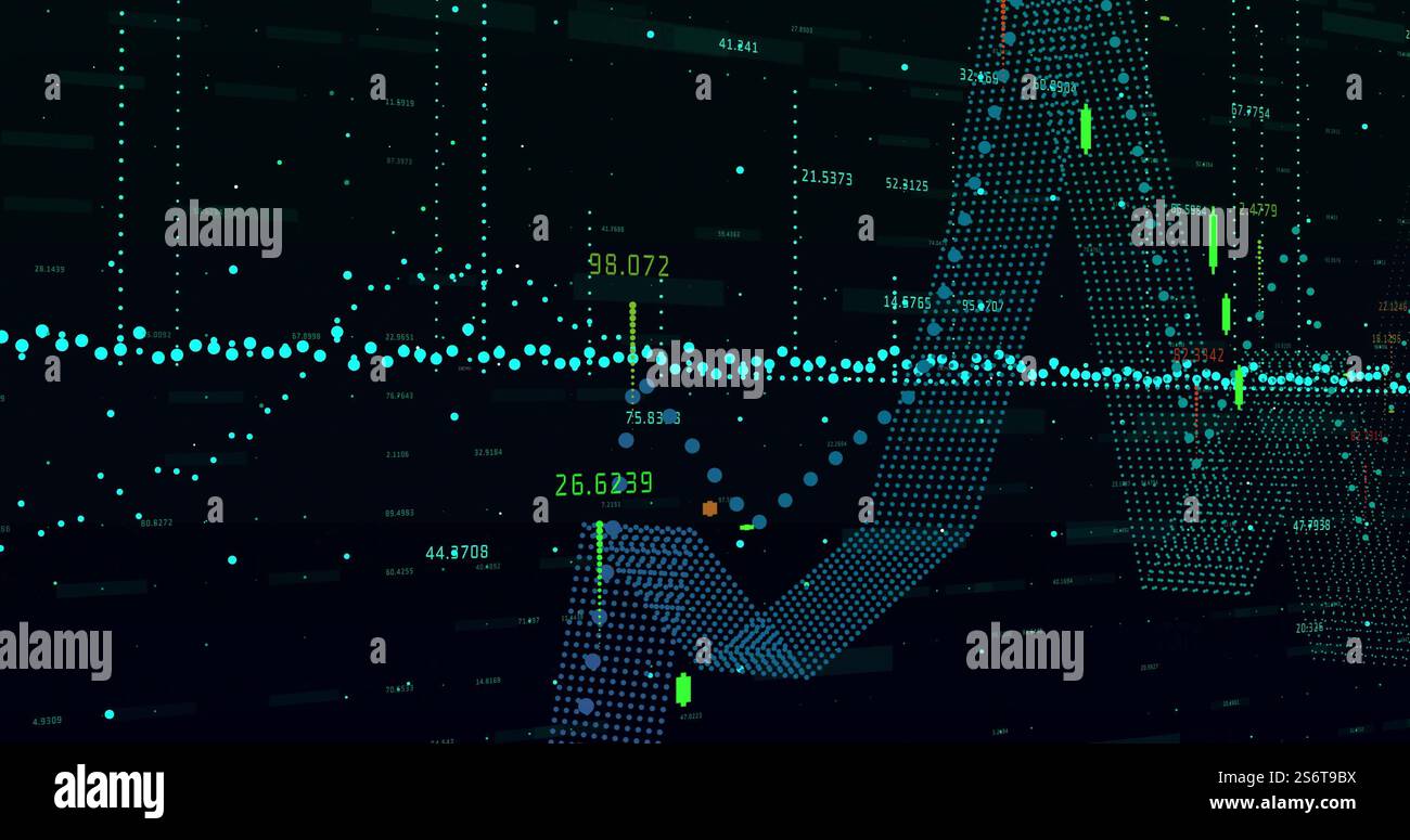 Image du traitement des données numériques sur fond noir Banque D'Images