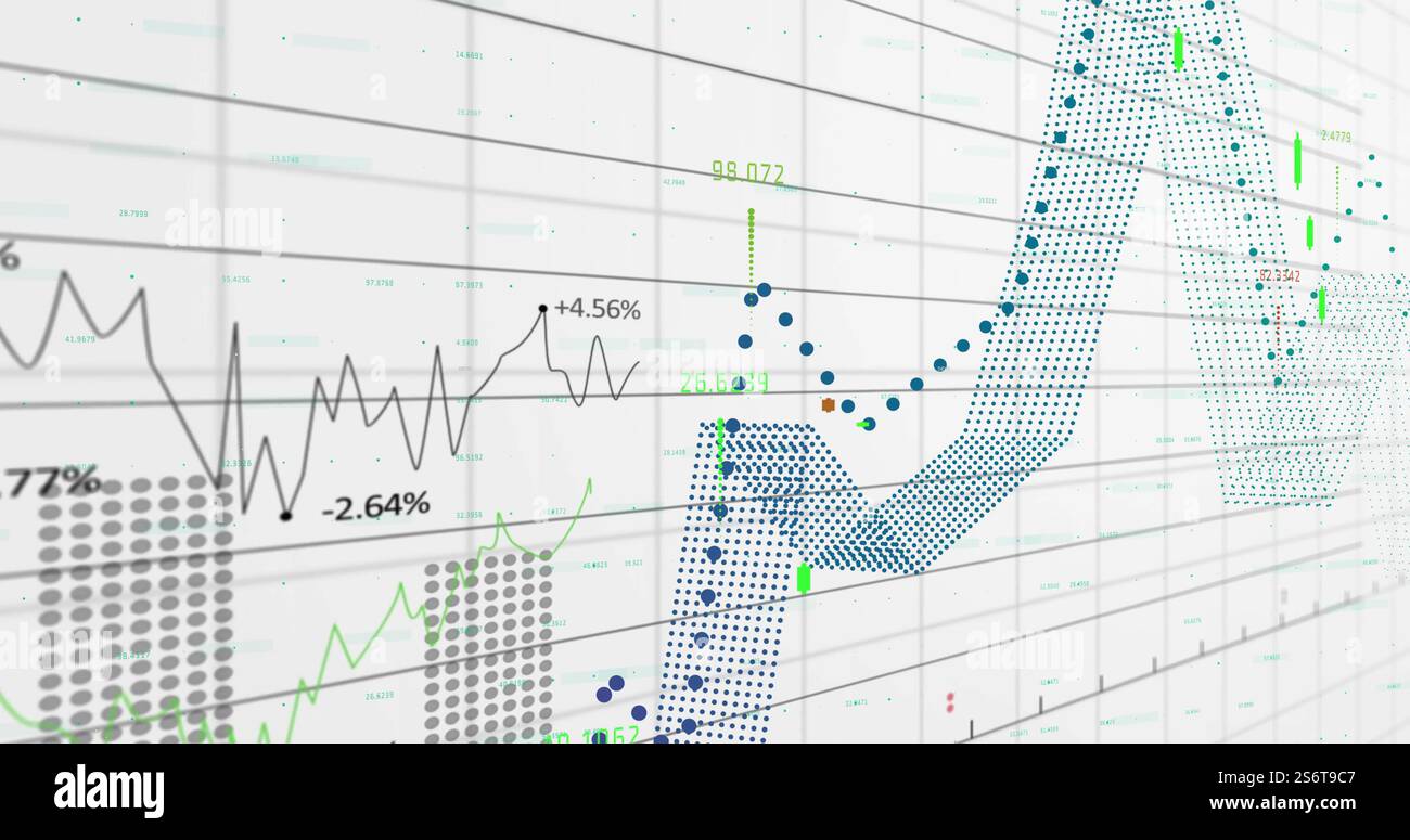 Image du traitement des données financières sur la grille sur fond blanc Banque D'Images