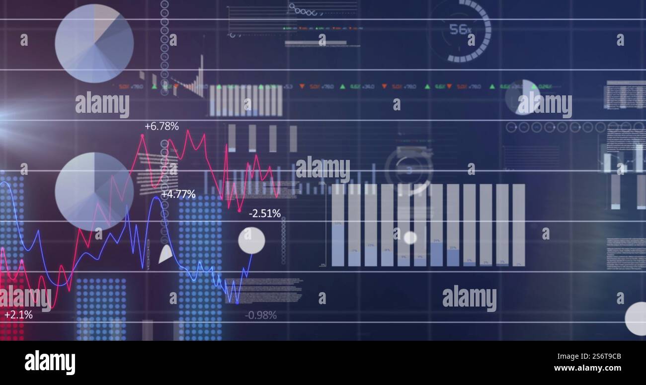Image du traitement des données financières sur la grille sur fond sombre Banque D'Images