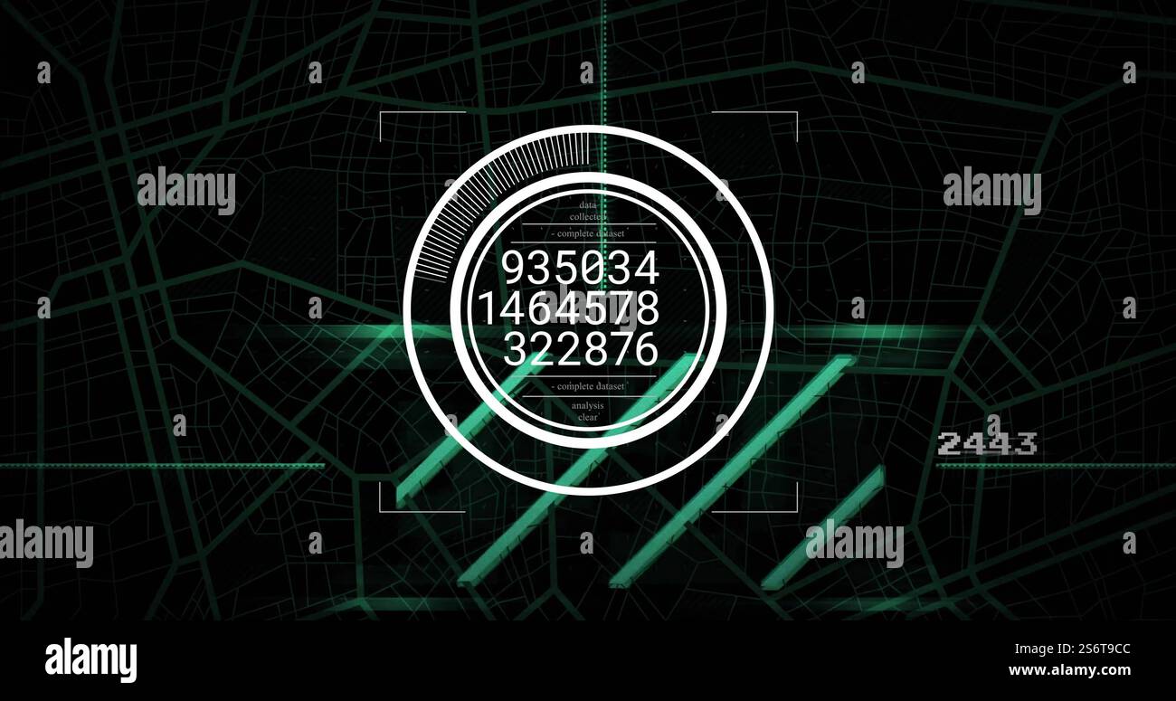 Image du traitement des données et du réseau de connexions sur le périmètre Banque D'Images