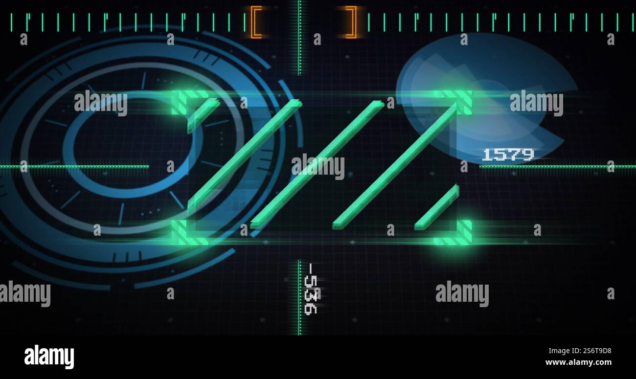 Image du traitement des données numériques sur le balayage de l'oscilloscope Banque D'Images