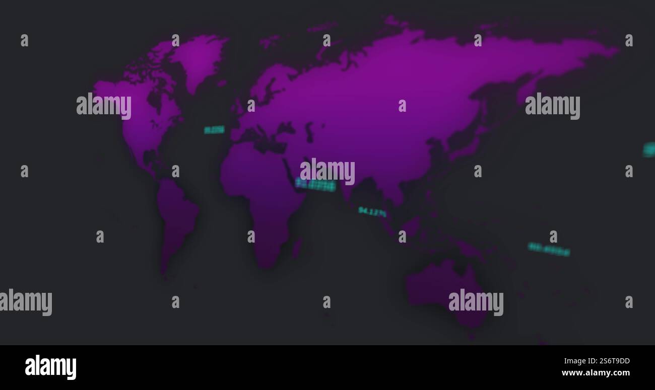 Icônes d'affaires et image de traitement de données sur la carte du monde Banque D'Images