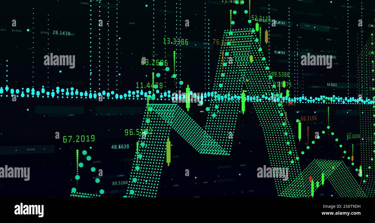 Image du traitement des données numériques sur fond noir Banque D'Images