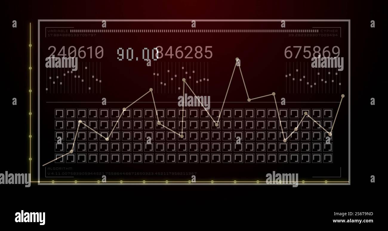 Image du traitement des données financières et des statistiques sur fond noir Banque D'Images