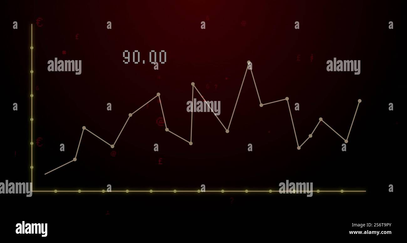 Image du traitement des données financières et des statistiques sur fond noir Banque D'Images