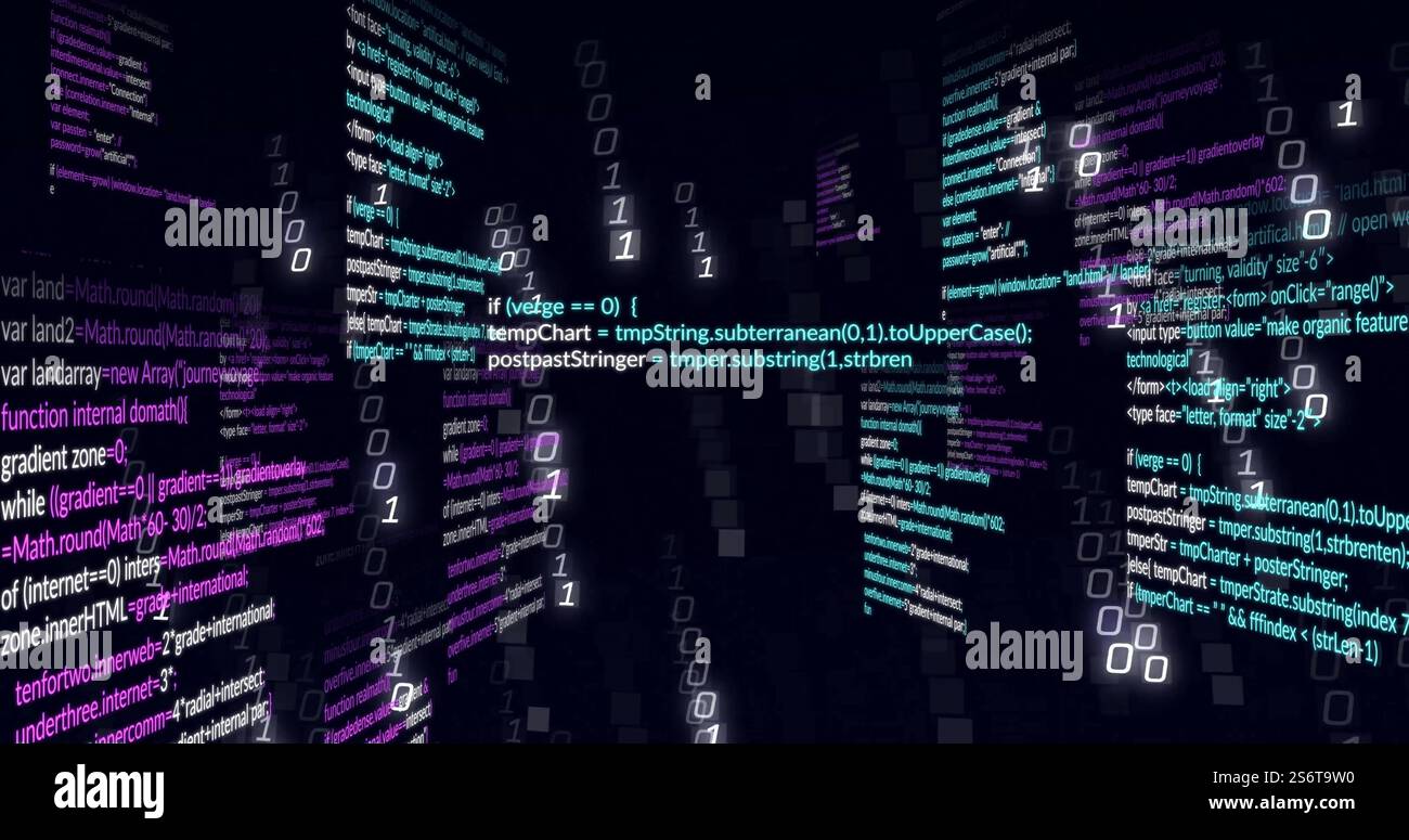 Image du traitement des données sur fond noir Banque D'Images