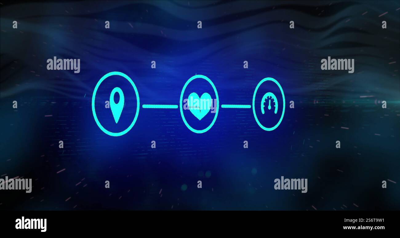 Image du réseau de connexions avec icônes sur le traitement des données Banque D'Images
