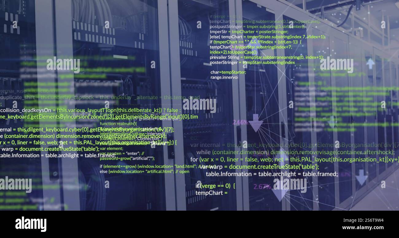 Image du traitement des données et du réseau de connexions dans la salle des serveurs Banque D'Images