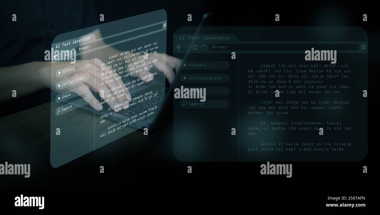 Auto GPT, Chef GPT, Agent ai : outil d'intelligence artificielle qui atteint les objectifs de l'utilisateur sans qu'il soit nécessaire de saisir des invites. Un homme l'utilise t Banque D'Images