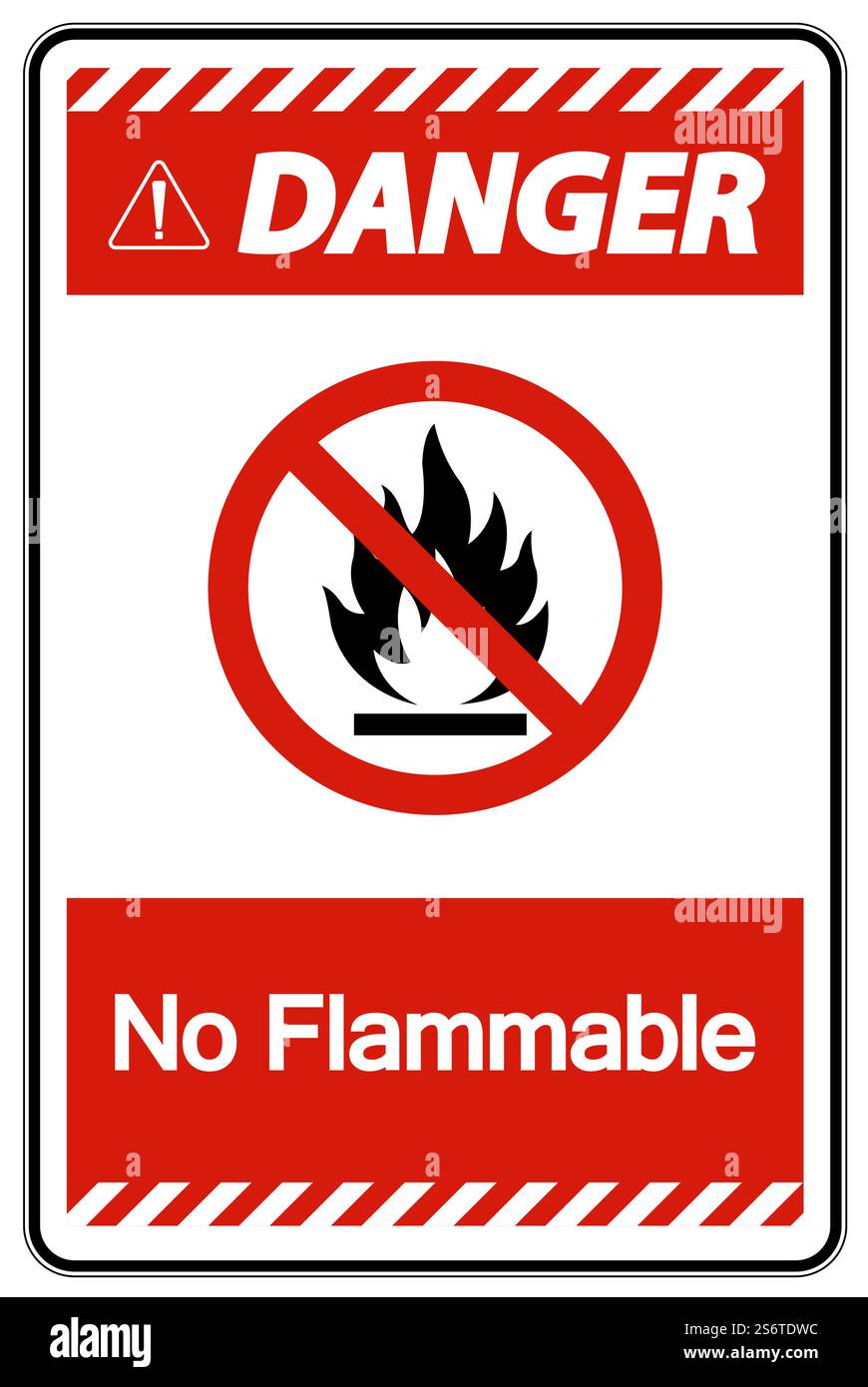 Symbole danger non inflammable sur fond blanc Illustration de Vecteur