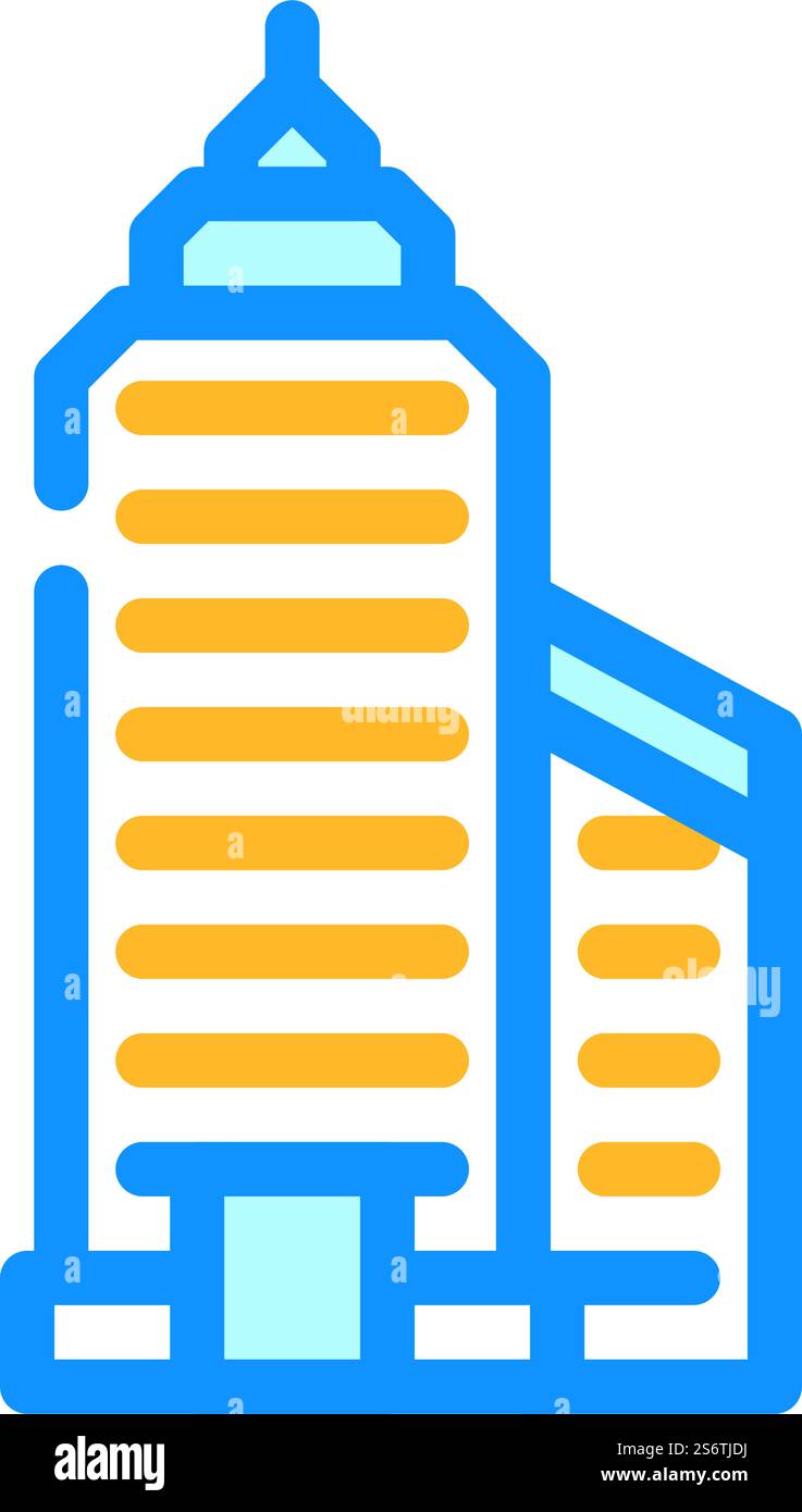 vecteur d'icône de couleur de gratte-ciel de centre financier de tour. panneau de gratte-ciel du centre financier de la tour. illustration de symbole isolé. illustration vectorielle d'icône de couleur de gratte-ciel de centre financier de tour Illustration de Vecteur