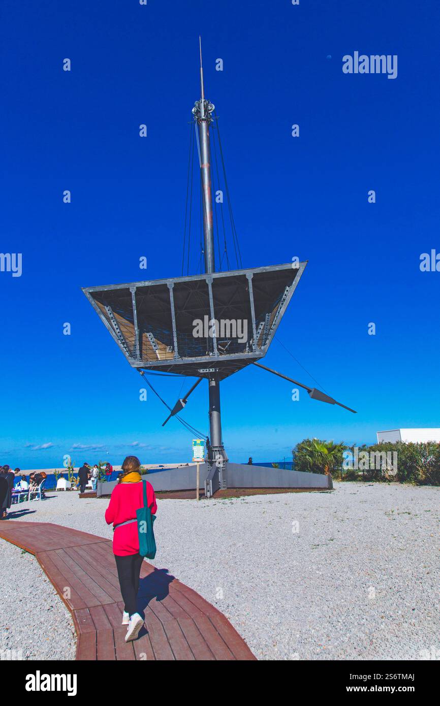 Italie, Sicile, Palerme. Nautoscopio. Bar avec terrasse. Banque D'Images